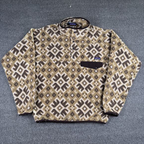 Vintage Patagonia Synchilla Snap-T Pullover Mens Small Brown Aztec Southwestern - Picture 1 of 7